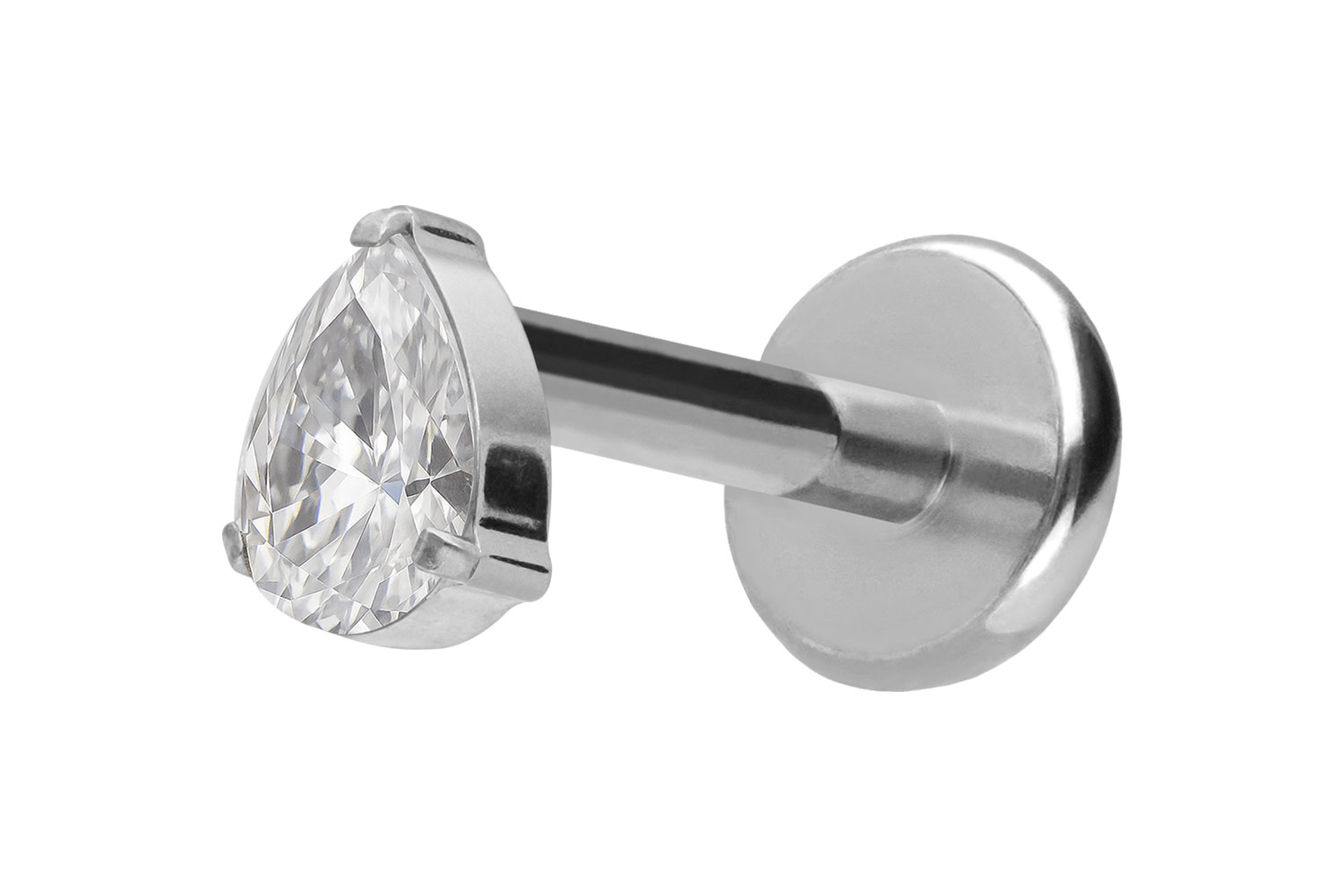 Titan Labret Piercing mit Push Fit KRISTALLTROPFEN